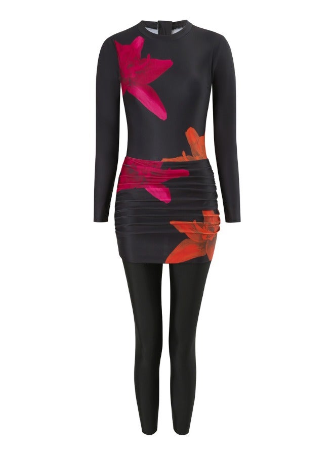 Fianser Burkini 3-Piece Swimwear Swimsuits Set Long Sleeve With Skirt Beachwear Fashion Classic Arabic Clothing Sun UV Protection Diving Suit Surfing Suit Quick Dry Swimming Costume Zipper Long Pants - Image 5